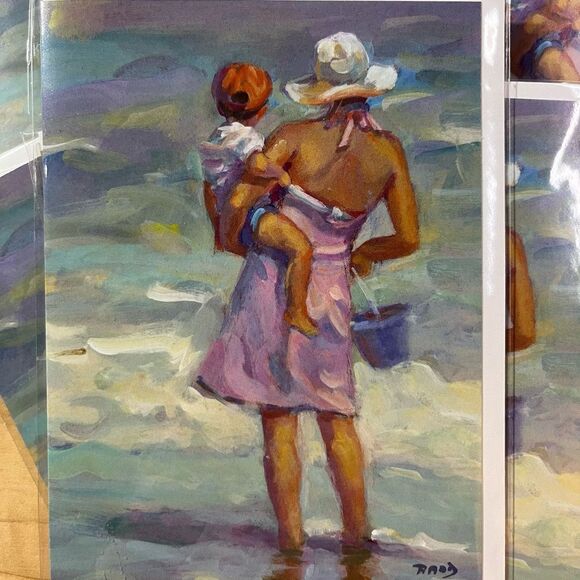 10 artistic blank greeting cards and envelops in sealed plastic, mom with baby - Picture 1 of 3